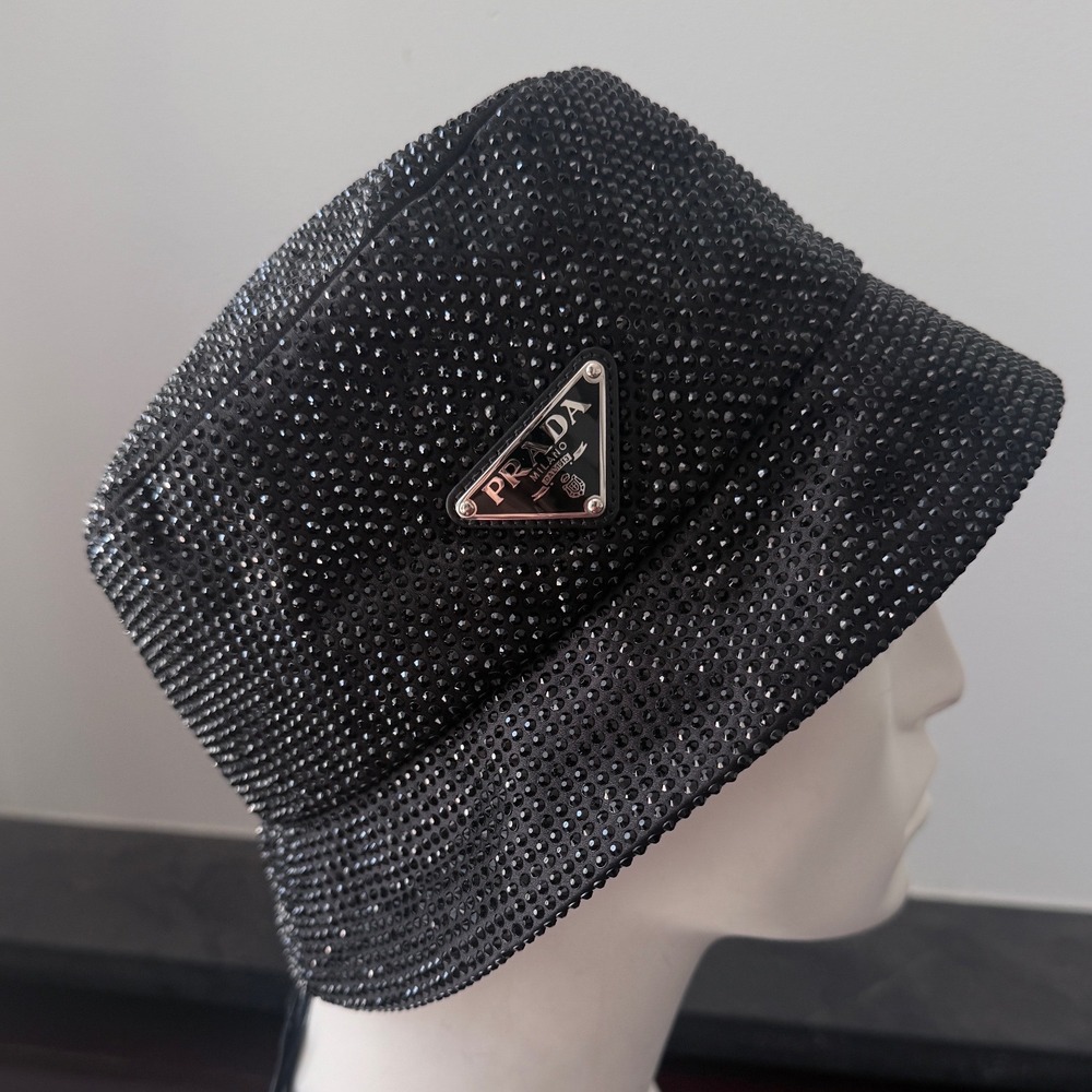 Prada 1HC137 crystal-embellished satin bucket hat - Picture 1 of 9